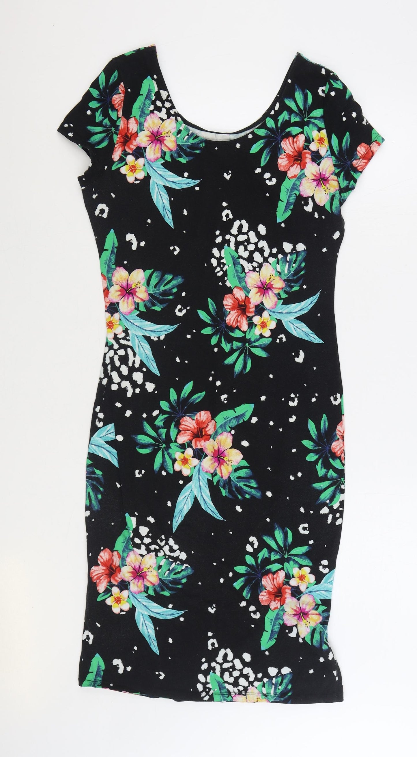 Atmosphere Womens Multicoloured Floral Cotton T-Shirt Dress Size 16 Scoop Neck Pullover