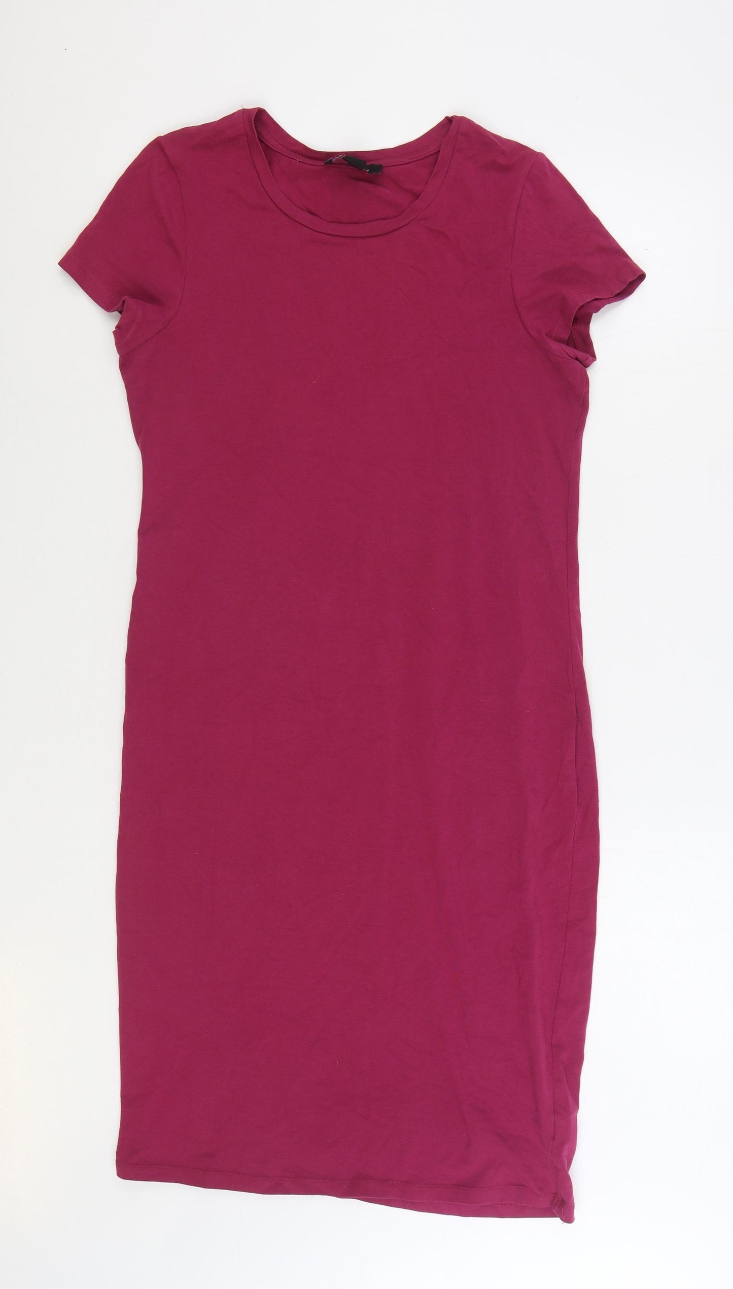Atmosphere Womens Purple Cotton T-Shirt Dress Size 16 Boat Neck Pullover