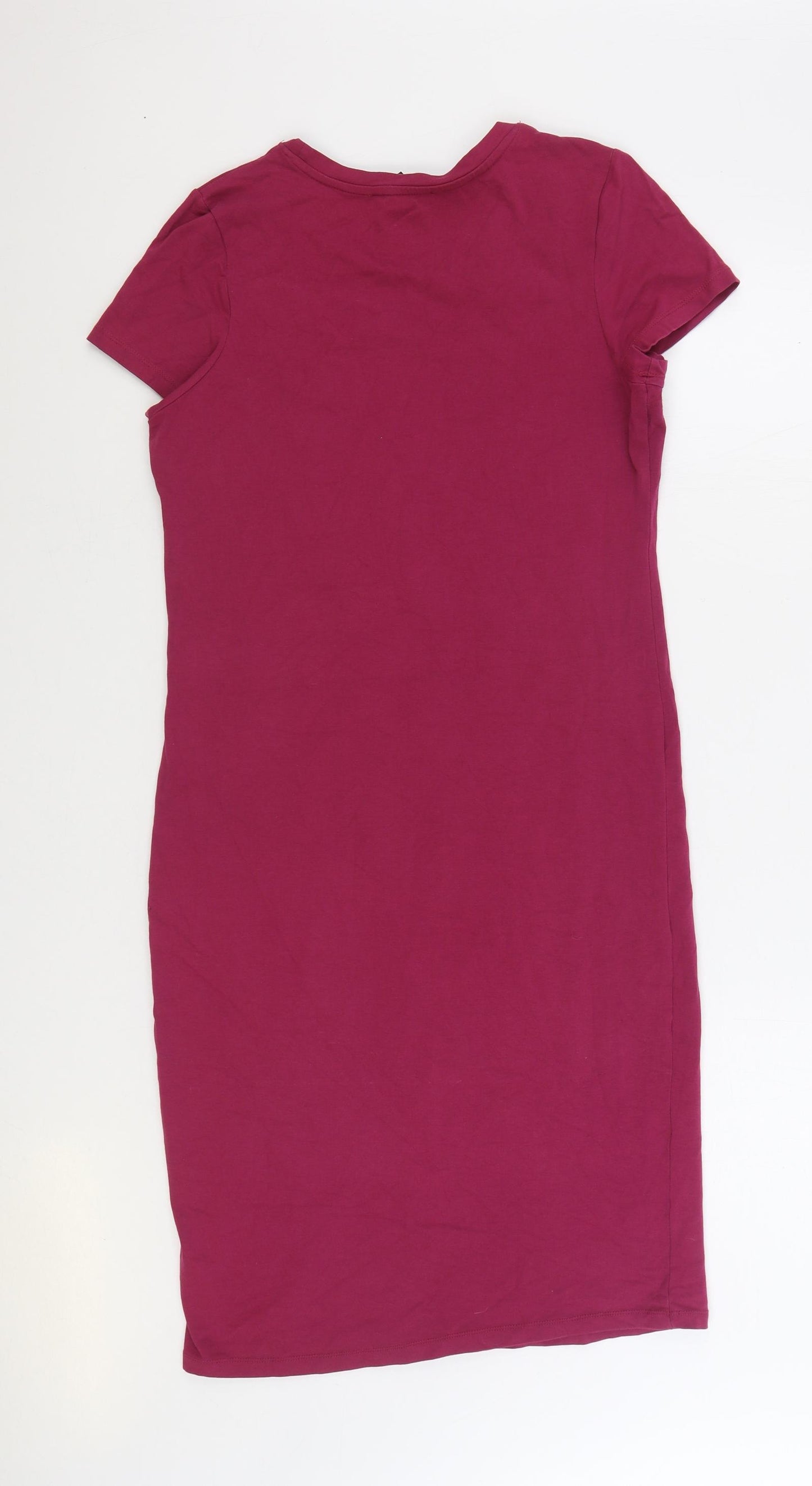 Atmosphere Womens Purple Cotton T-Shirt Dress Size 16 Boat Neck Pullover