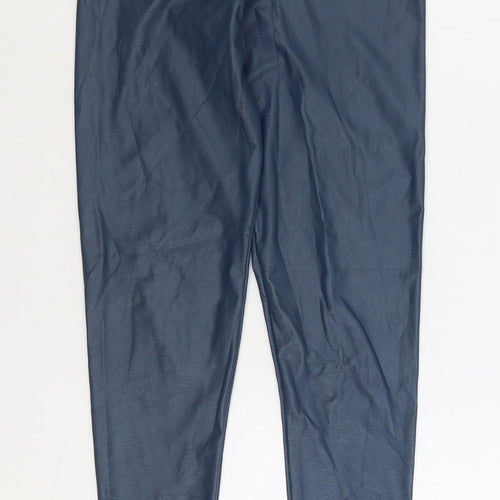 Preworn Womens Blue Polyurethane Jogger Leggings Size L L30 in
