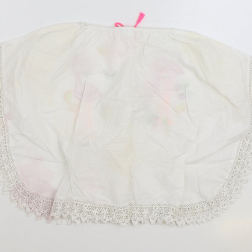NEXT Girls White 100% Cotton Basic Blouse Size 7 Years Boat Neck Pullover - Flamingo Lace Trim