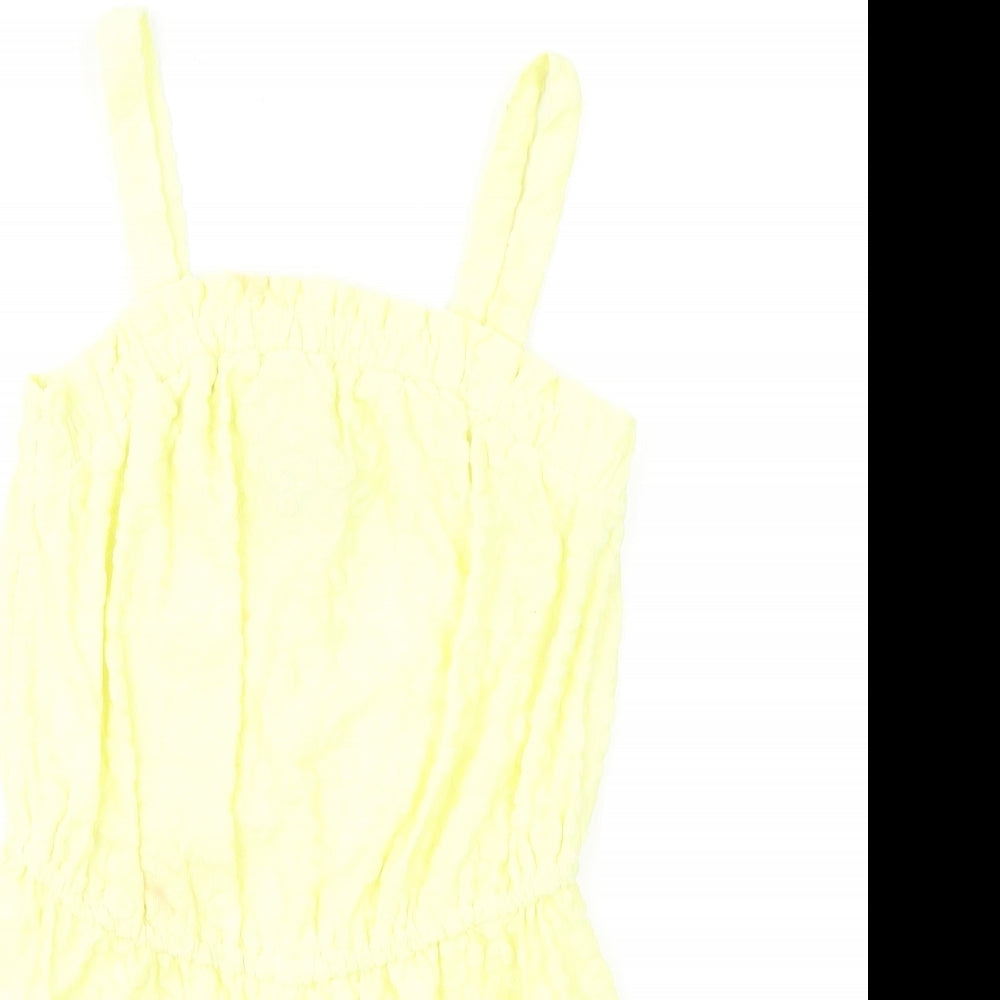 Matalan Girls Yellow Animal Print Polyester Playsuit One-Piece Size 8 Years Pullover