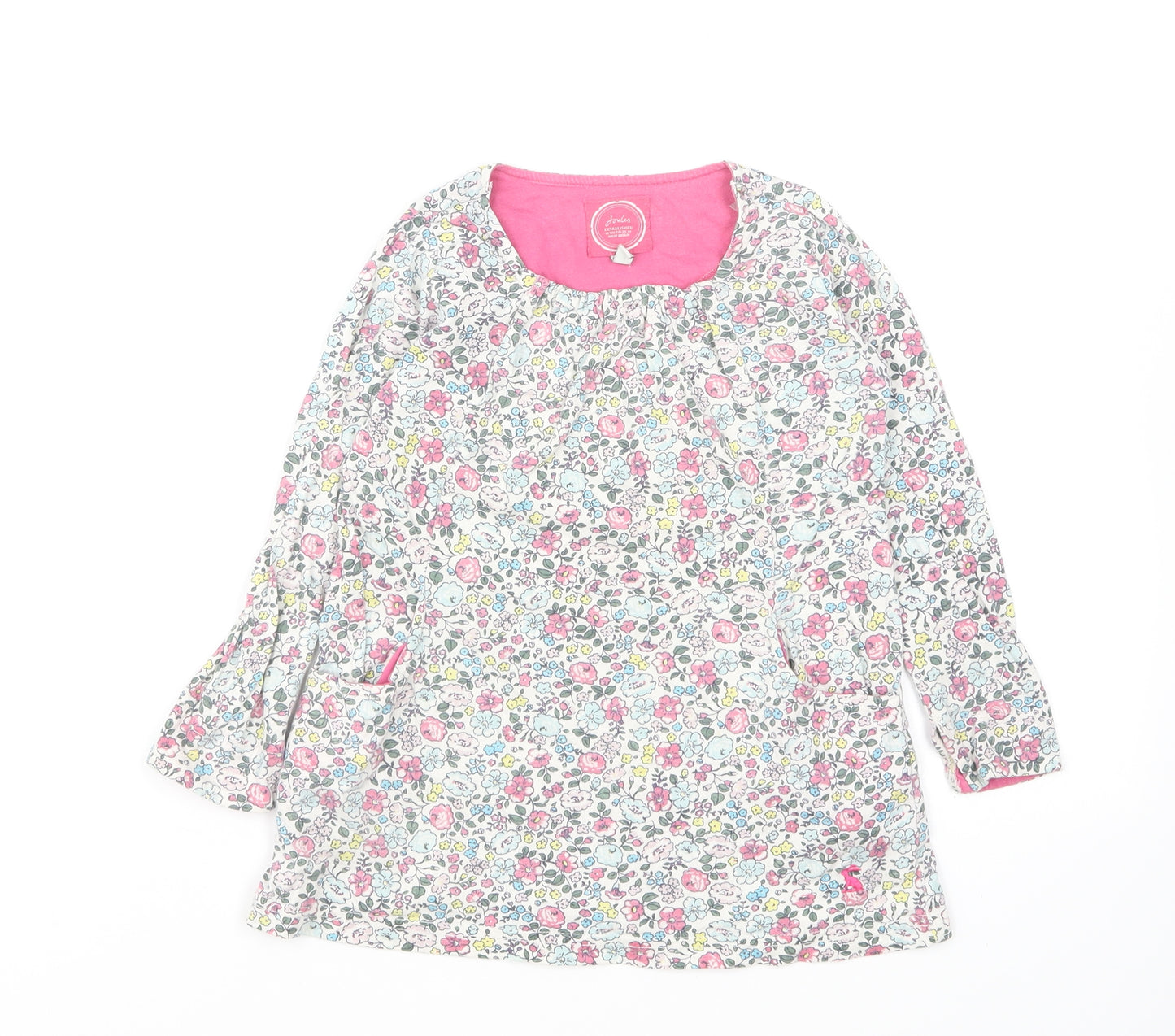 Joules Girls Multicoloured Floral Cotton A-Line Size 3 Years Round Neck Pullover