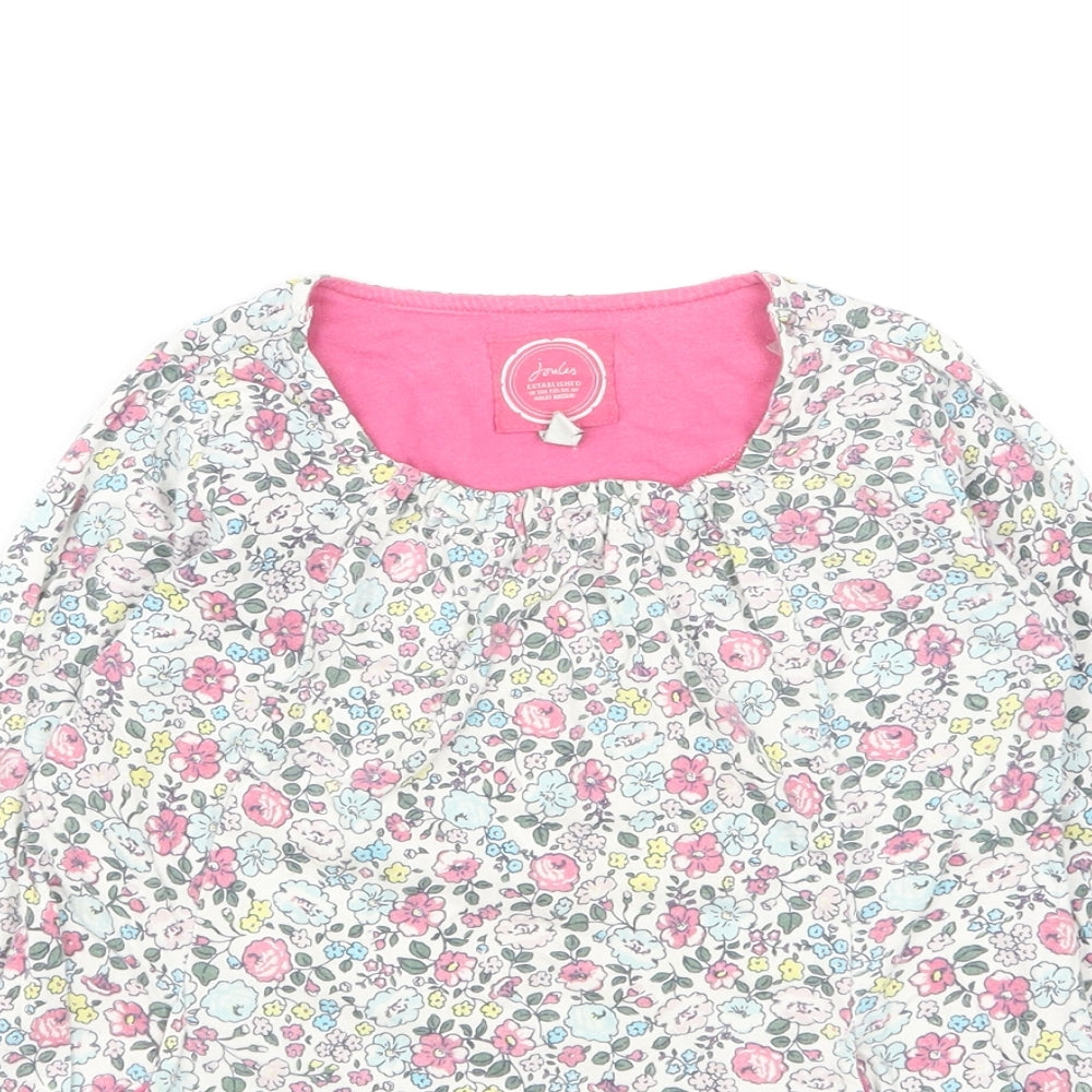 Joules Girls Multicoloured Floral Cotton A-Line Size 3 Years Round Neck Pullover