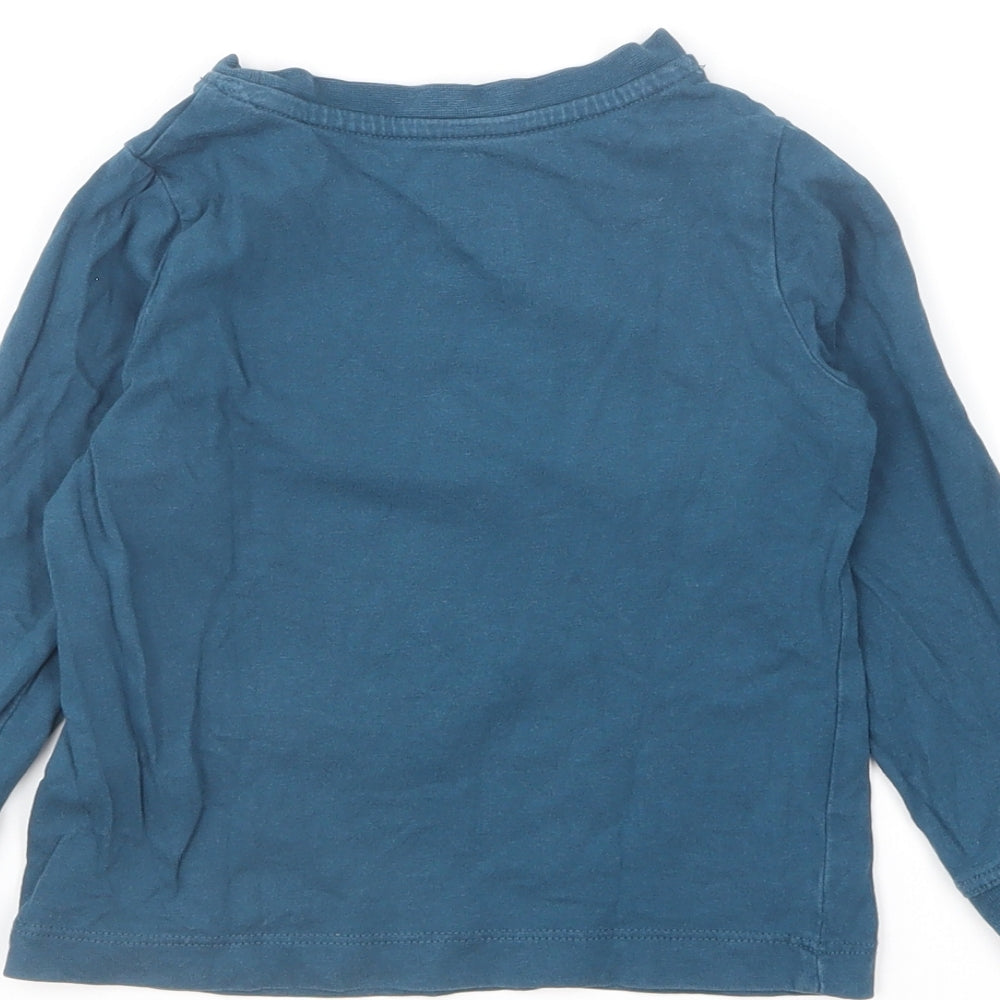 TU Boys Blue Cotton Basic T-Shirt Size 2-3 Years Round Neck Pullover - B Is For Bear