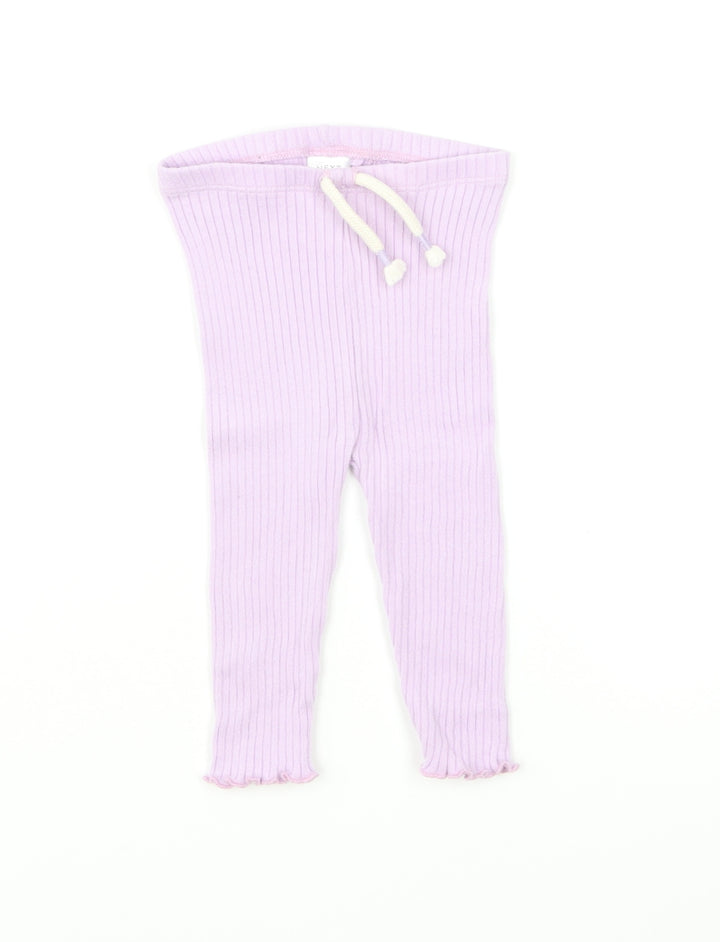 NEXT Girls Purple Cotton Jogger Leggings Size 9-12 Months Drawstring