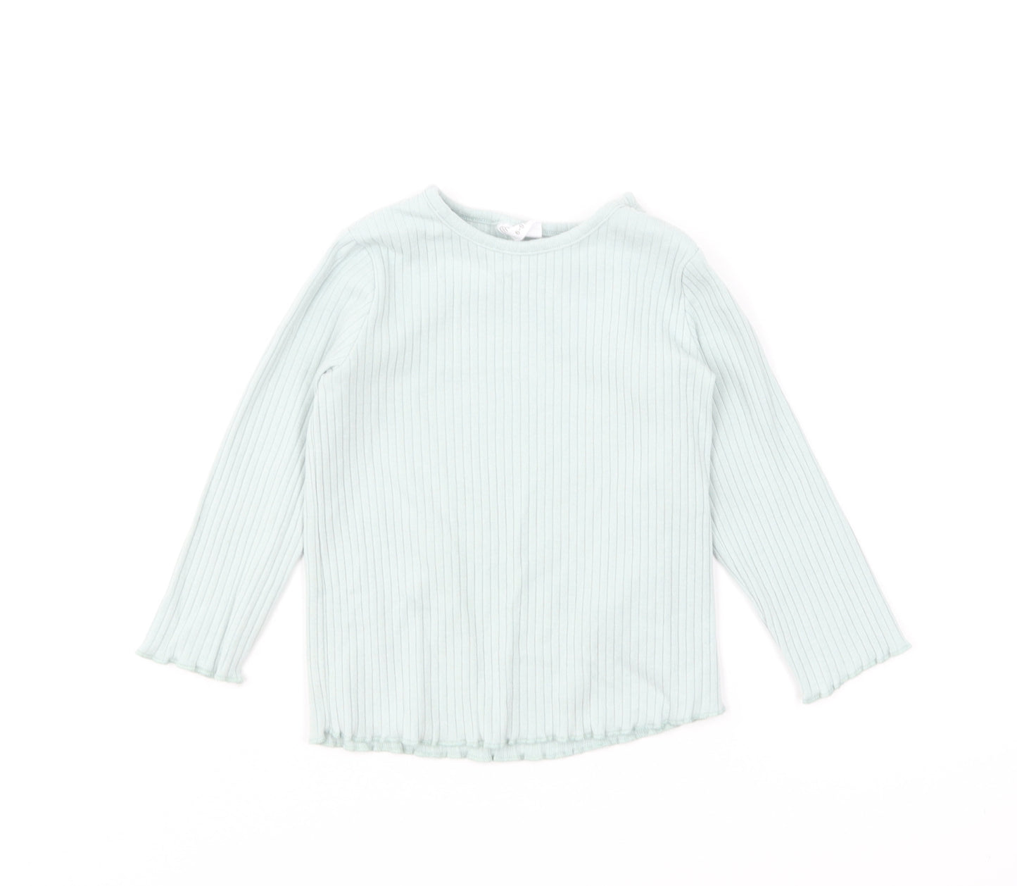 F&F Girls Green Cotton Pullover Jumper Size 6-9 Months Pullover - Lettuce Hem