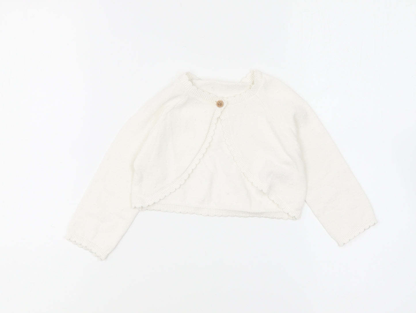 George Baby Ivory Cotton Cardigan Jumper Size 9-12 Months Button