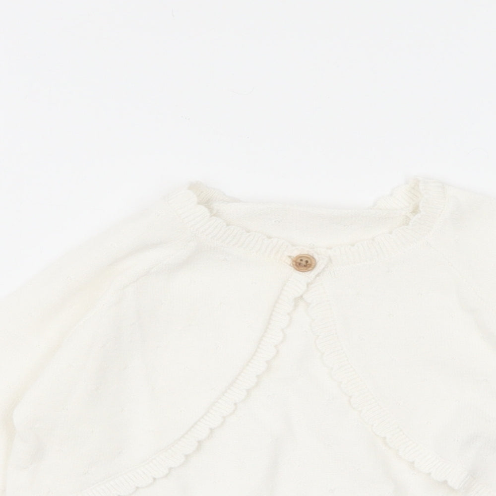 George Baby Ivory Cotton Cardigan Jumper Size 9-12 Months Button