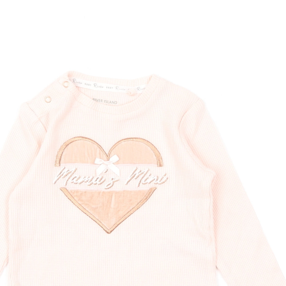 River Island Girls Pink Cotton Babygrow One-Piece Size 9-12 Months Snap - Mama's Mini