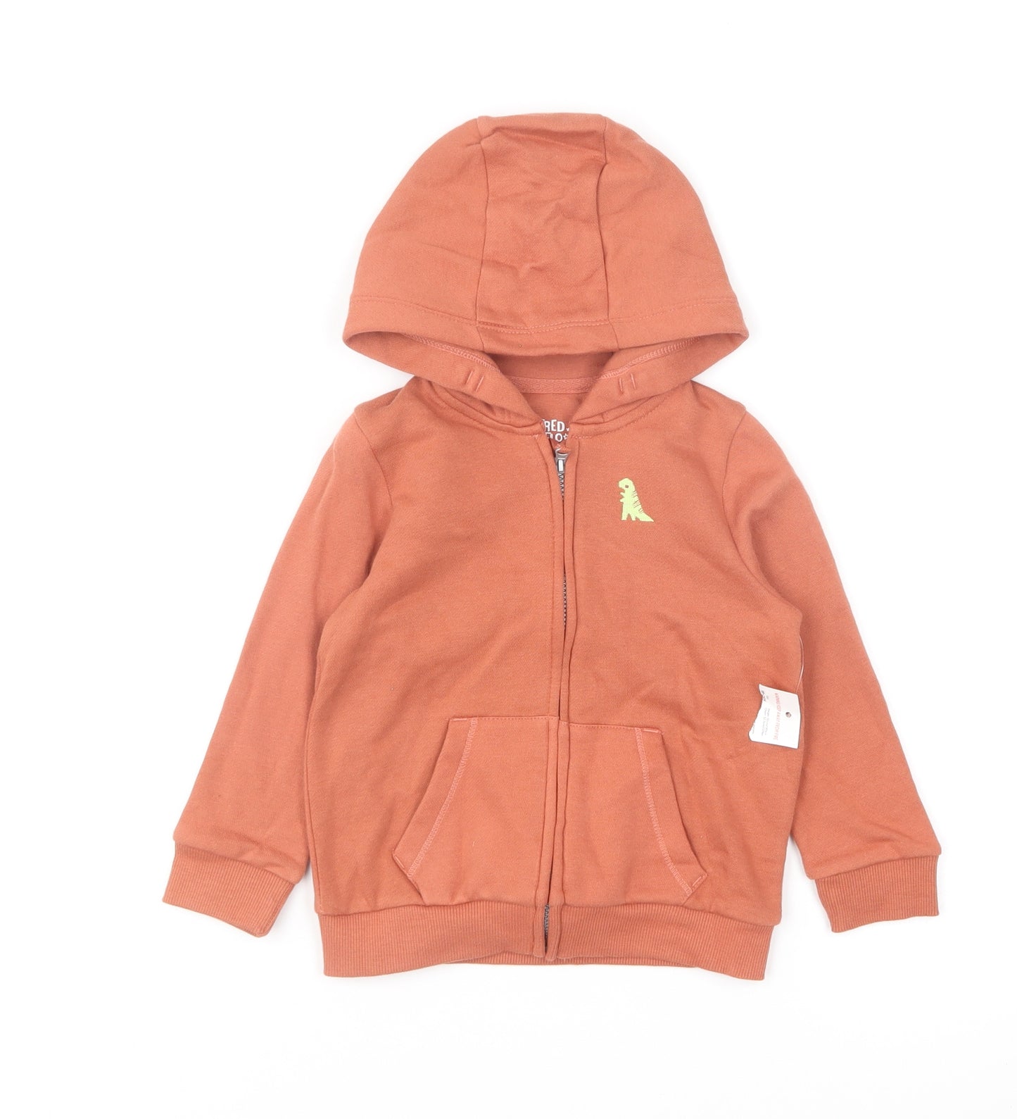 F&F Baby Orange Cotton Full Zip Jumper Size 18-24 Months Zip - Dinosaur