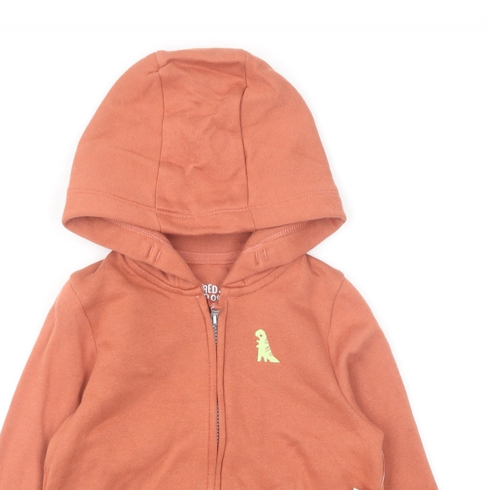 F&F Baby Orange Cotton Full Zip Jumper Size 18-24 Months Zip - Dinosaur