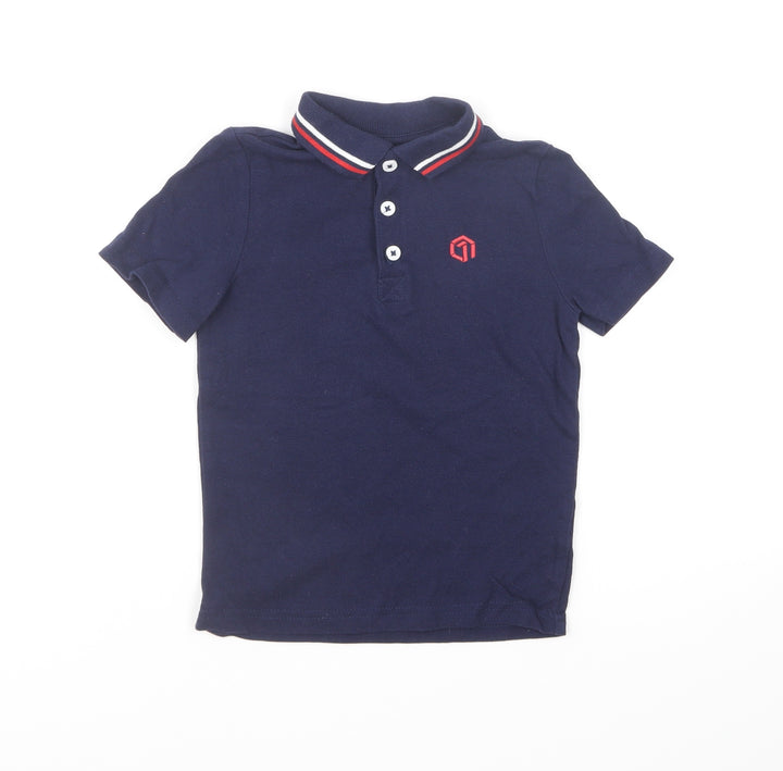 F&F Boys Black Cotton Basic Polo Size 2-3 Years Collared Pullover