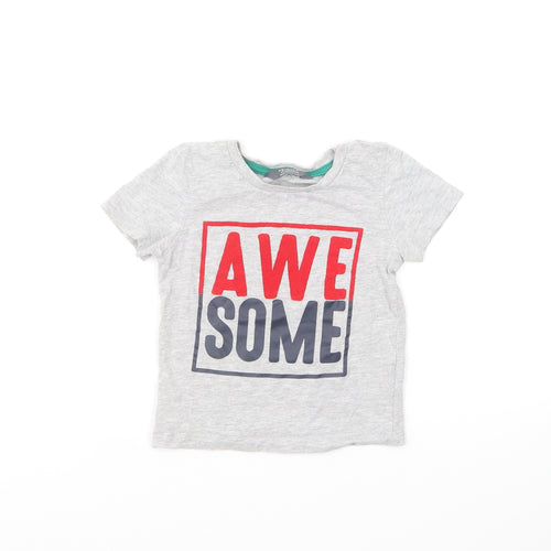 Primark Boys Grey Cotton Basic T-Shirt Size 2-3 Years Round Neck Pullover - Awesome