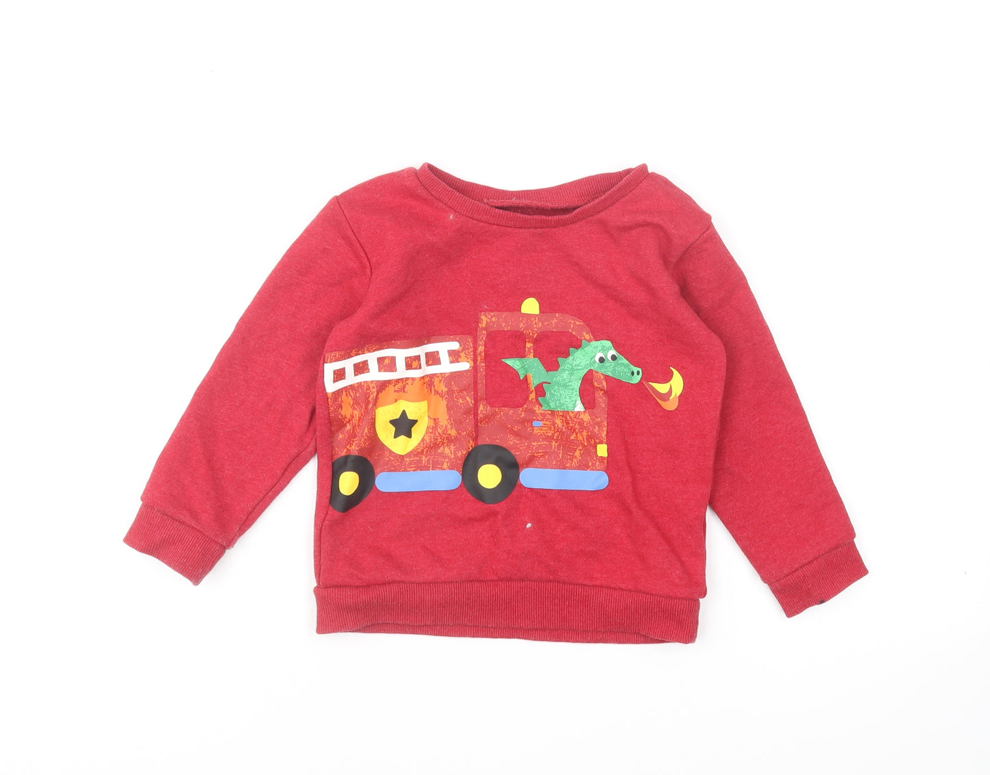 Dunnes Stores Boys Red Cotton Pullover Sweatshirt Size 2-3 Years Pullover - Dragon