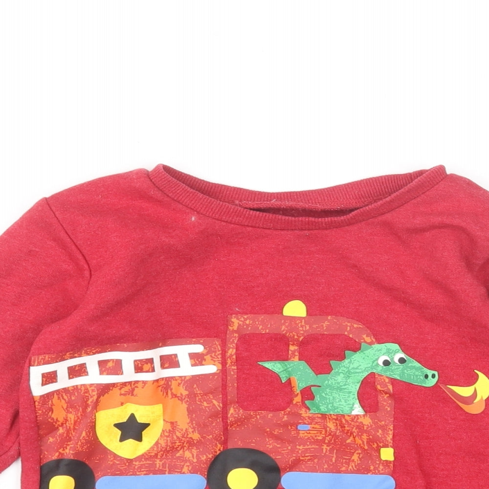 Dunnes Stores Boys Red Cotton Pullover Sweatshirt Size 2-3 Years Pullover - Dragon