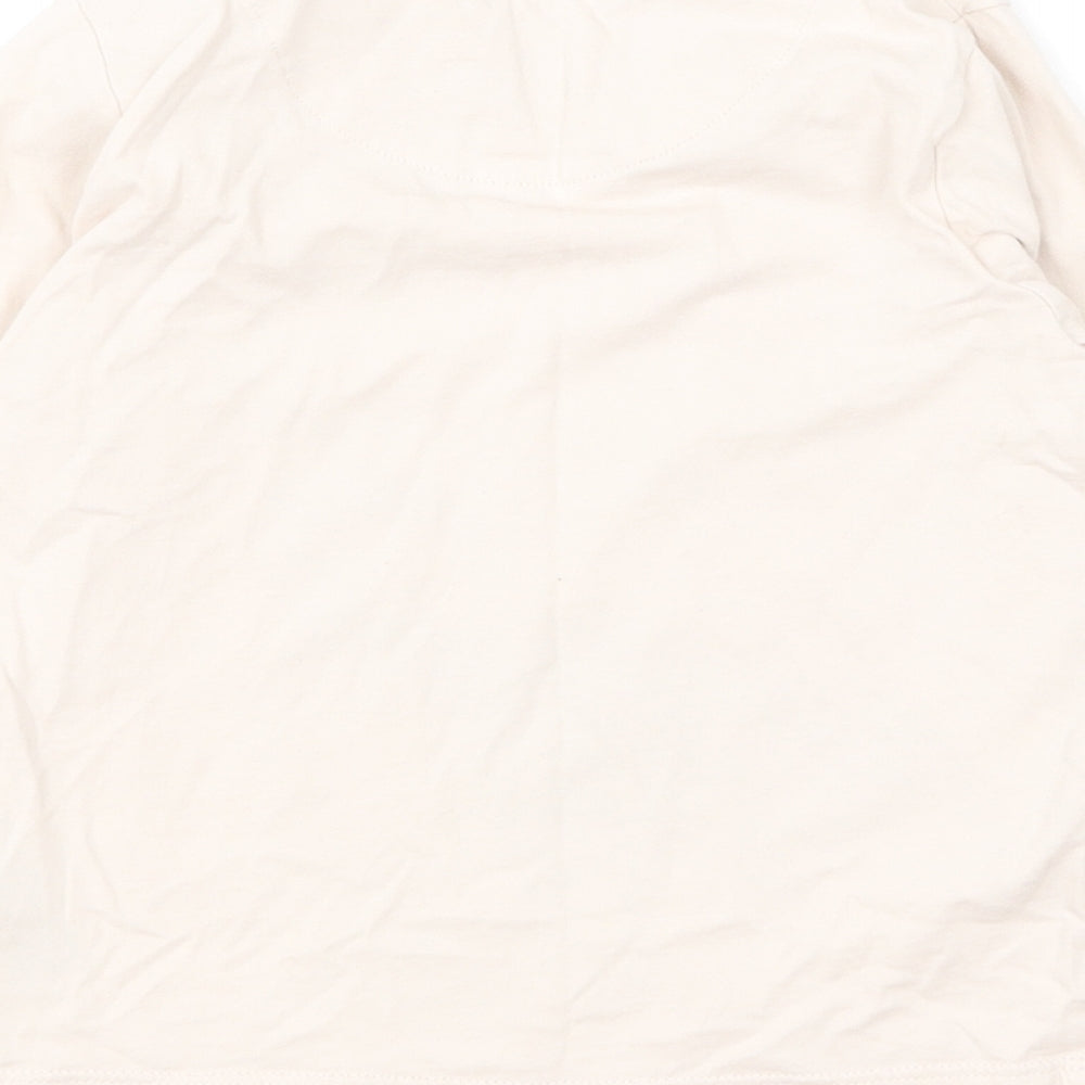 Marks and Spencer Boys Beige Cotton Basic T-Shirt Size 2-3 Years Round Neck Pullover - Dinosaurs