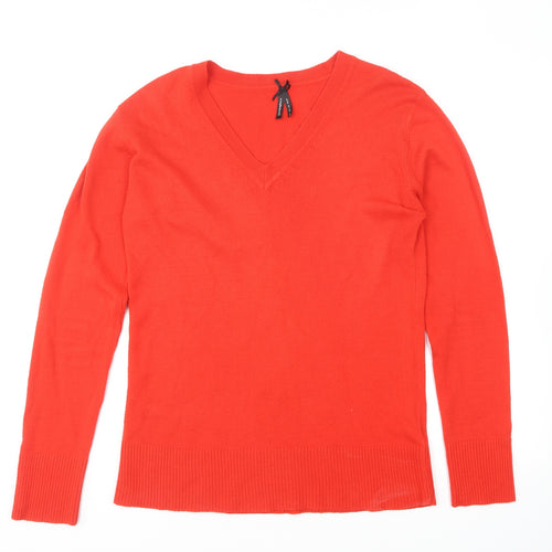 Primark Womens Red V-Neck Acrylic Pullover Jumper Size 14