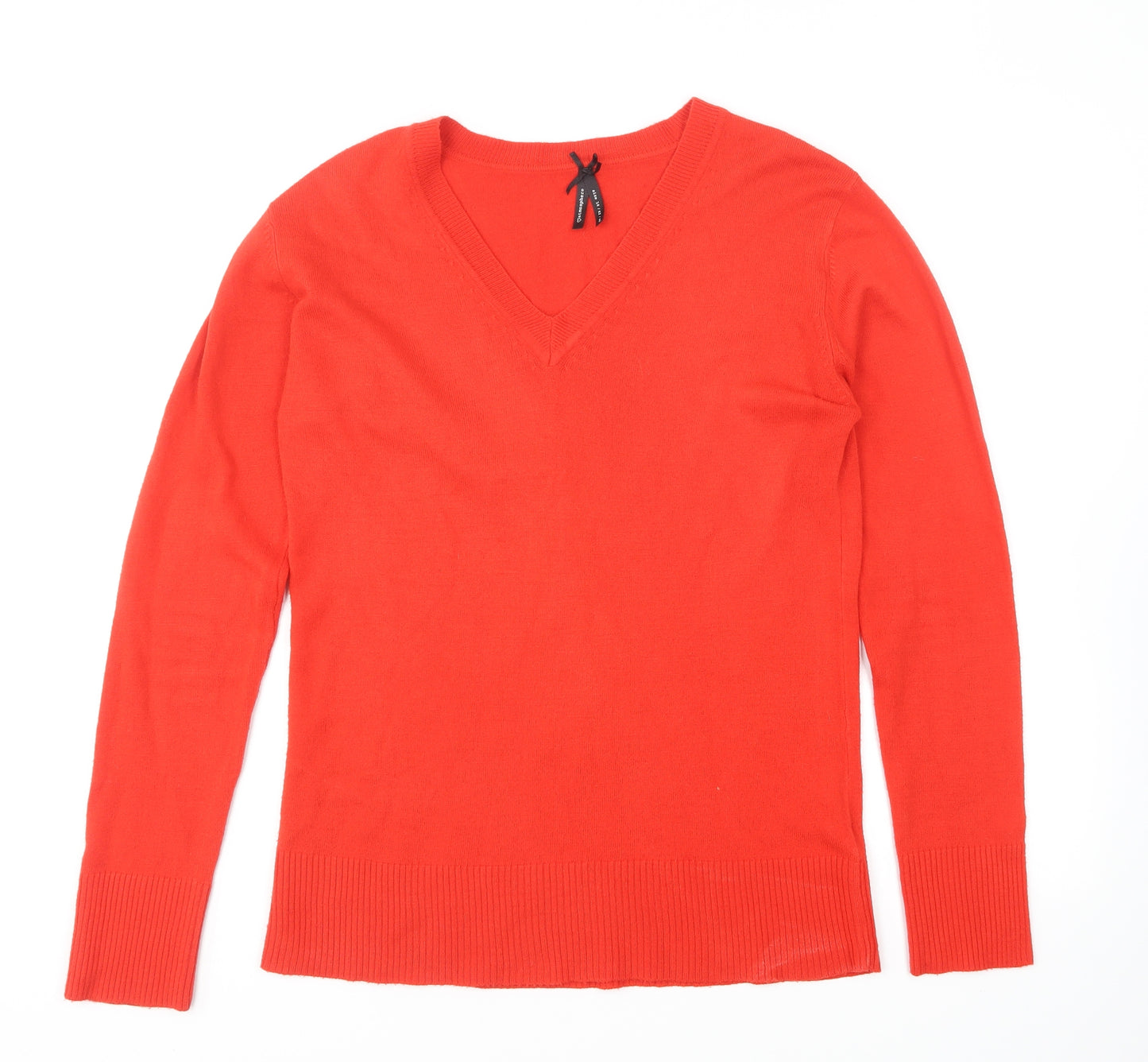 Primark Womens Red V-Neck Acrylic Pullover Jumper Size 14