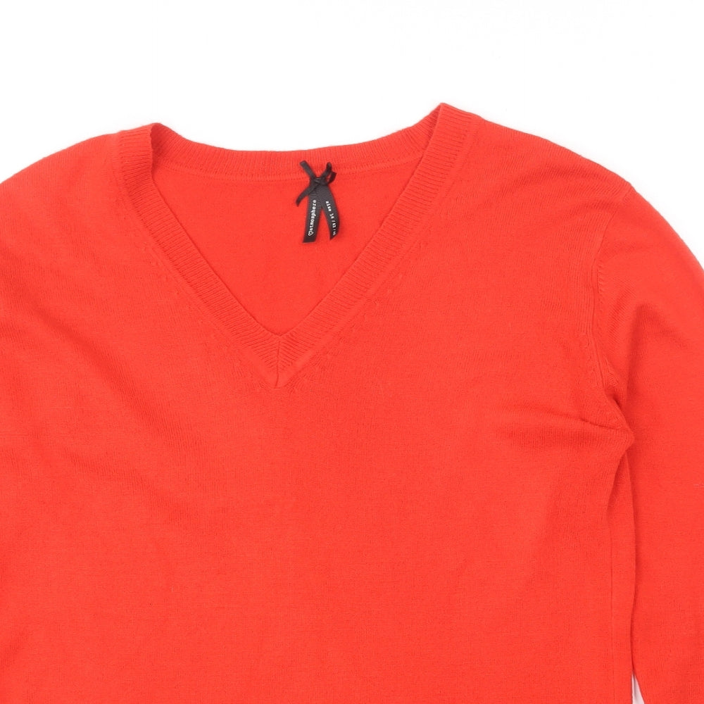 Primark Womens Red V-Neck Acrylic Pullover Jumper Size 14