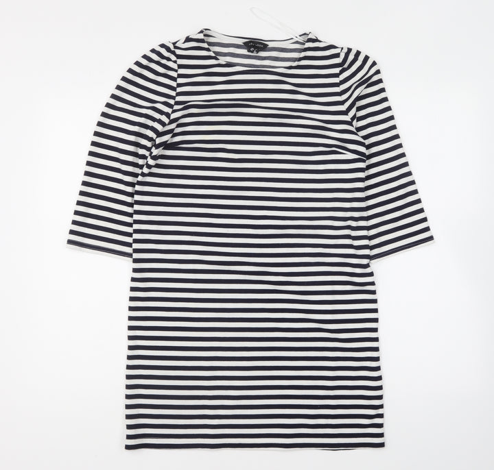 New Look Womens Blue Round Neck Striped Polyester Pullover Jumper Size 6