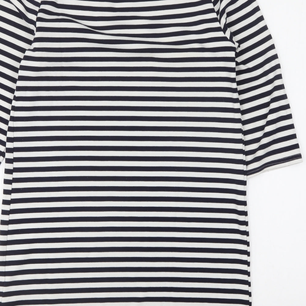 New Look Womens Blue Round Neck Striped Polyester Pullover Jumper Size 6