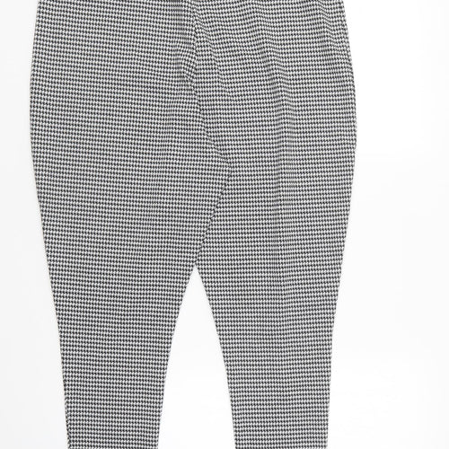 F&F Womens Black Geometric Polyester Trousers Size 20 L26 in Regular - Houndstooth