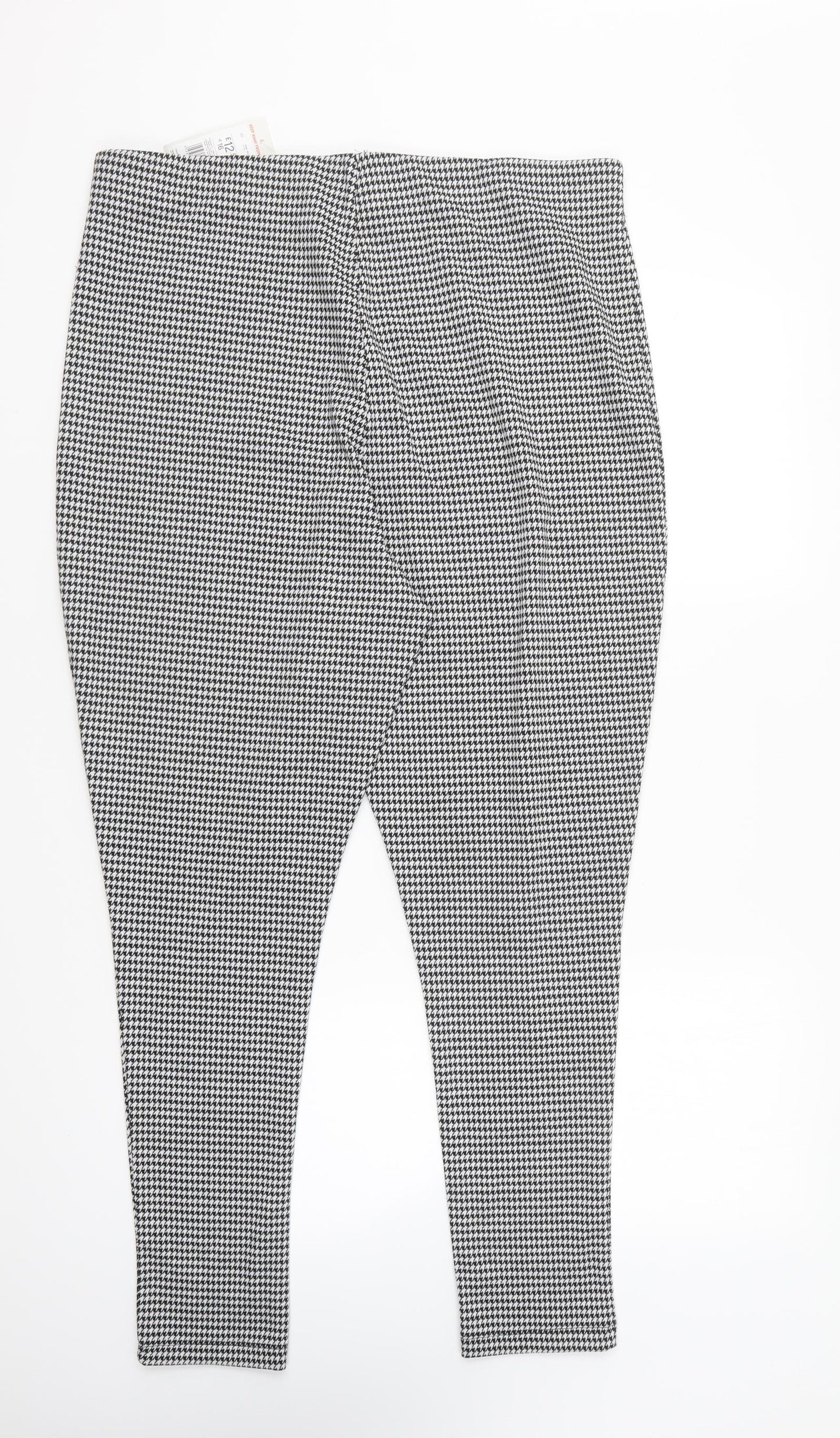 F&F Womens Black Geometric Polyester Trousers Size 20 L26 in Regular - Houndstooth