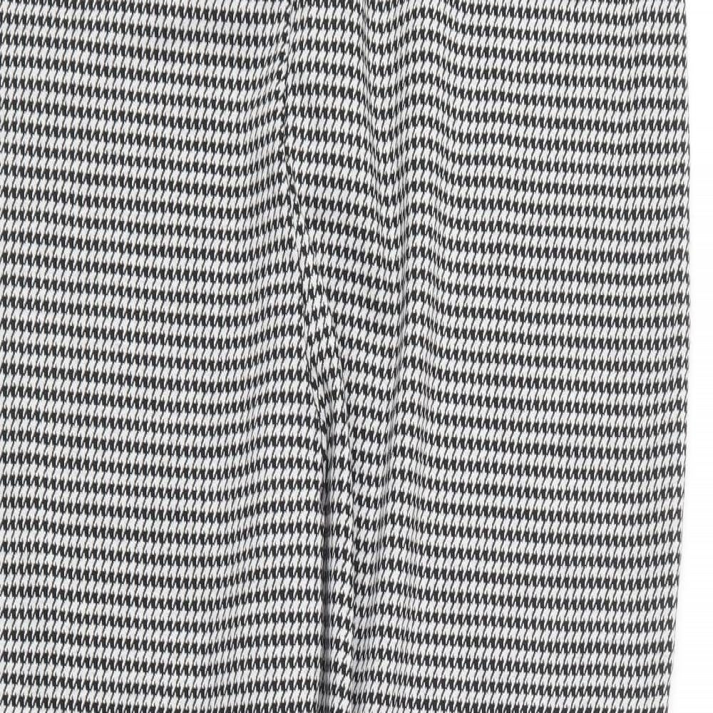 F&F Womens Black Geometric Polyester Trousers Size 20 L26 in Regular - Houndstooth
