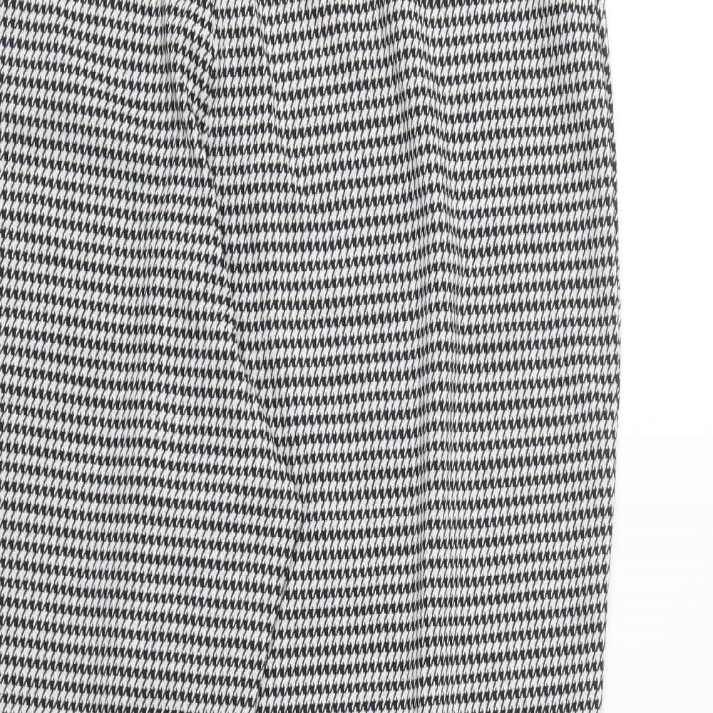 F&F Womens Black Geometric Polyester Trousers Size 20 L26 in Regular - Houndstooth