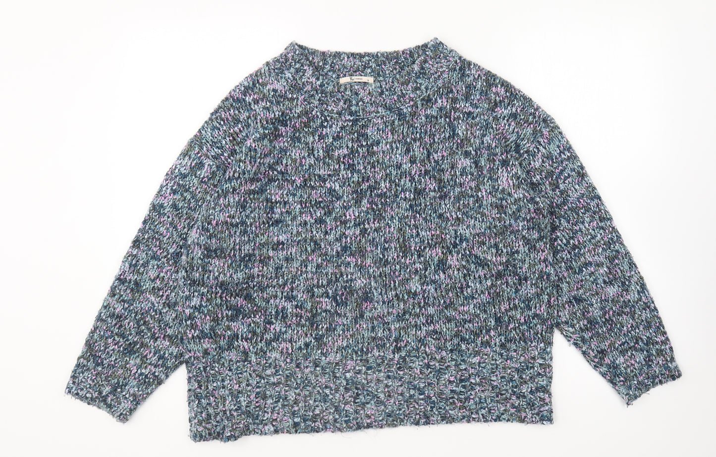 TU Womens Multicoloured Round Neck Acrylic Pullover Jumper Size 16