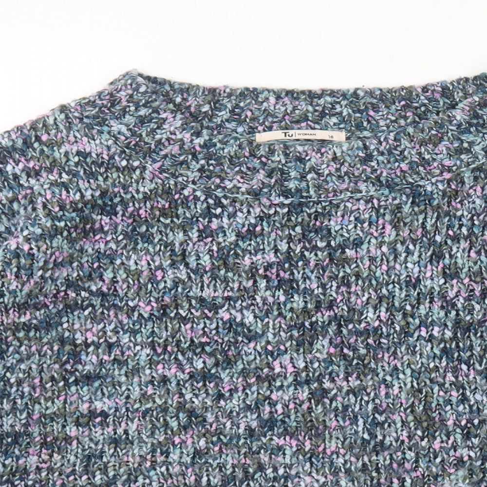 TU Womens Multicoloured Round Neck Acrylic Pullover Jumper Size 16