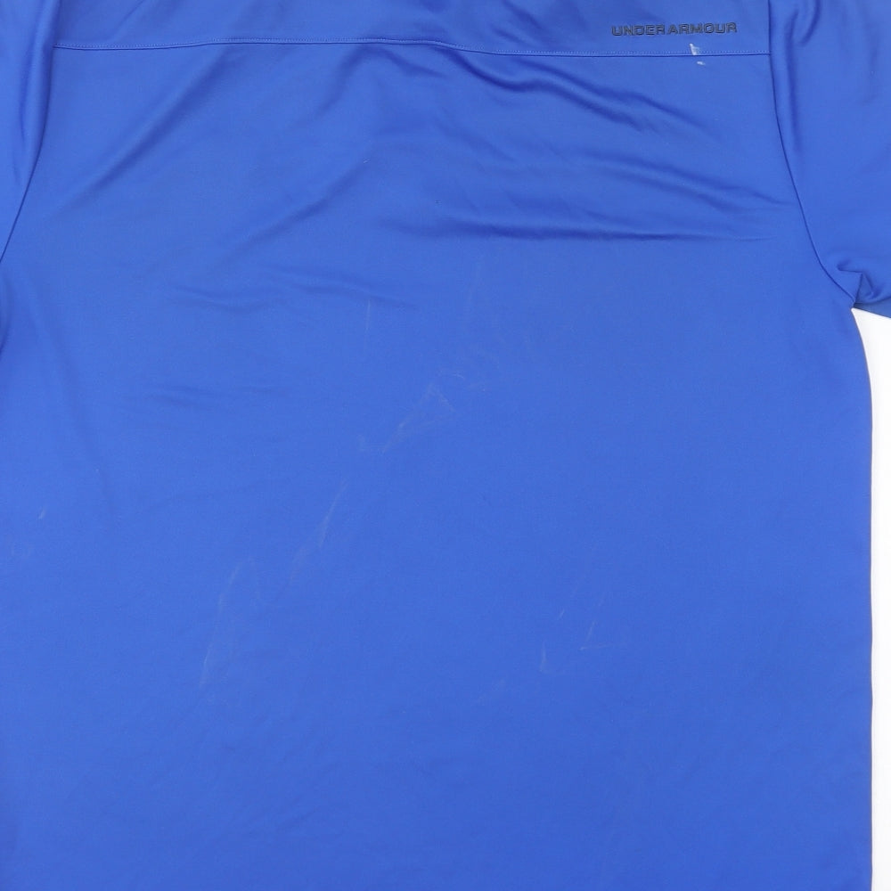 Under armour Mens Blue Polyester Polo Size L Collared Pullover