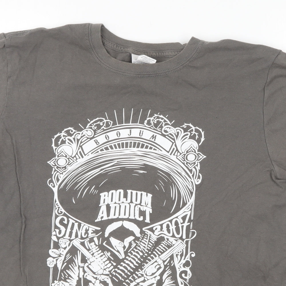 Gildan Mens Green Cotton T-Shirt Size M Round Neck - BooJum Addict