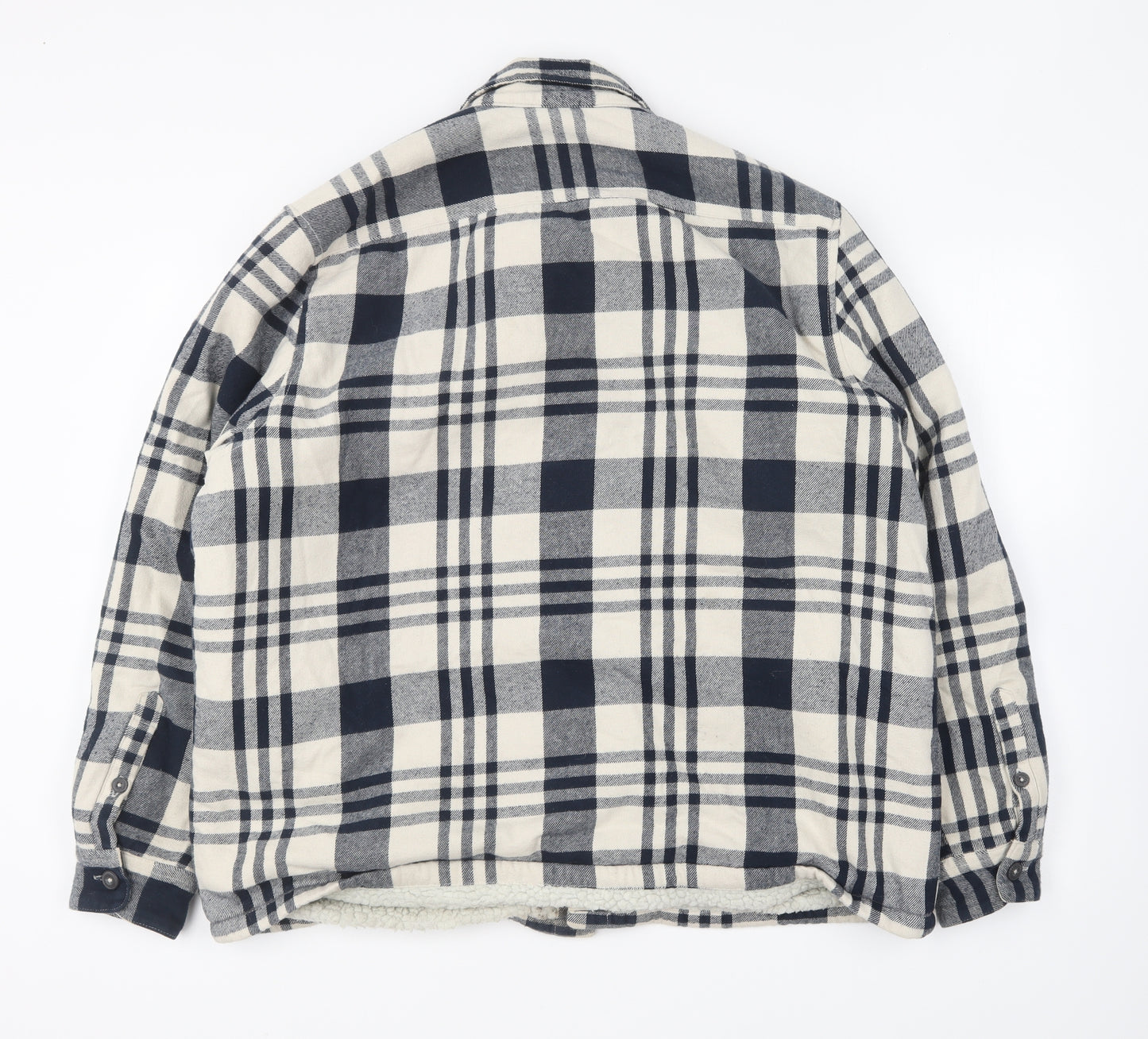 F&F Mens Blue Plaid Jacket Size XL Button