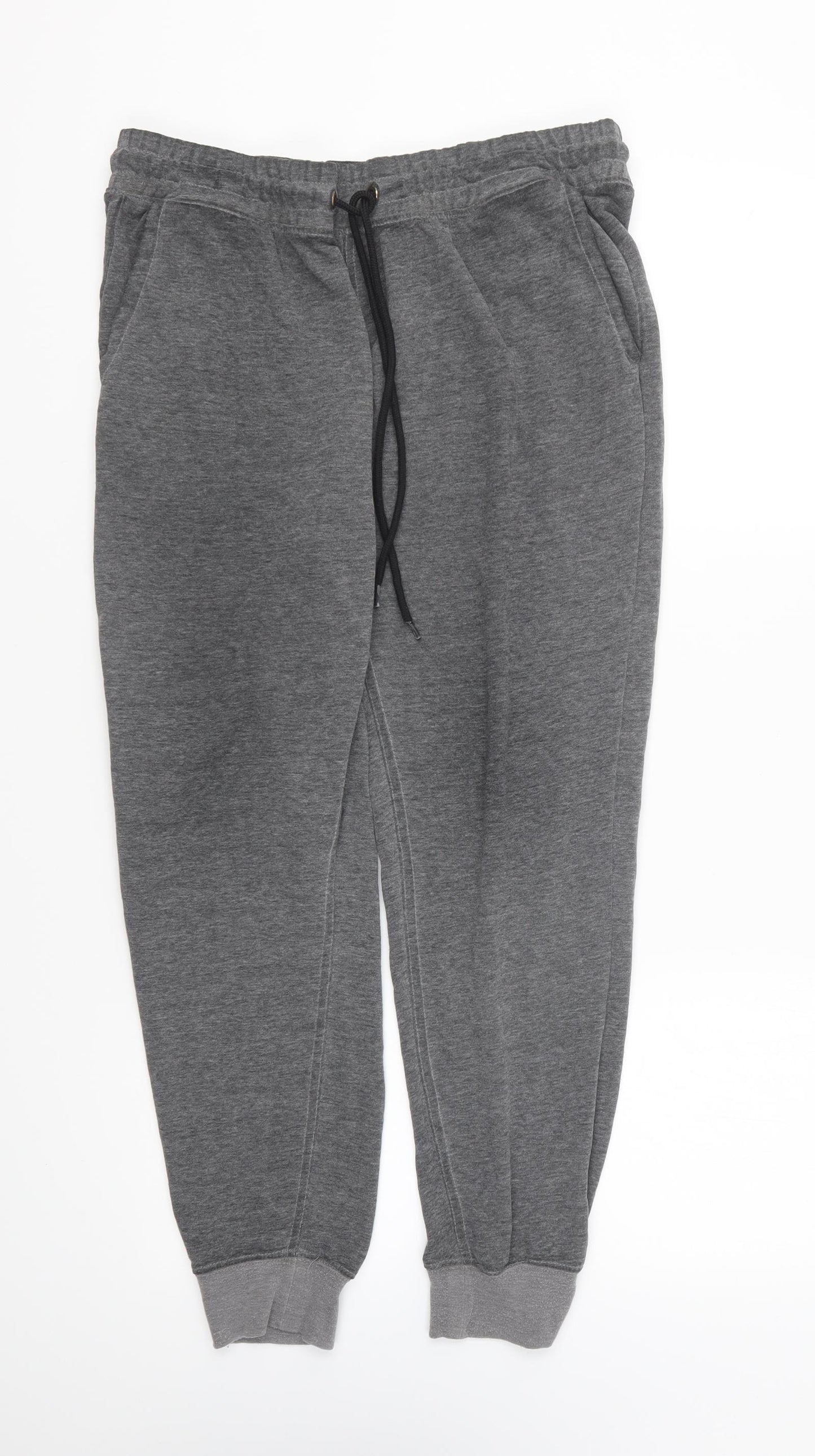 H&M Womens Grey Polyester Jogger Trousers Size M L23 in Regular Drawstring