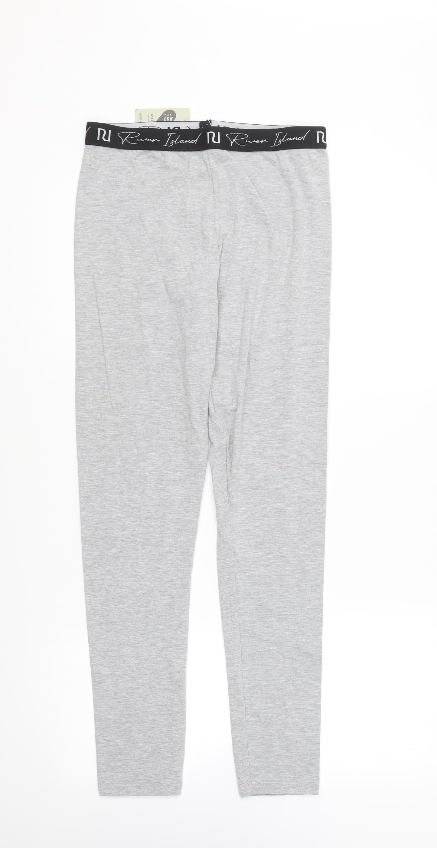 River Island Girls Grey Cotton Jogger Trousers Size 13-14 Years Regular Pullover