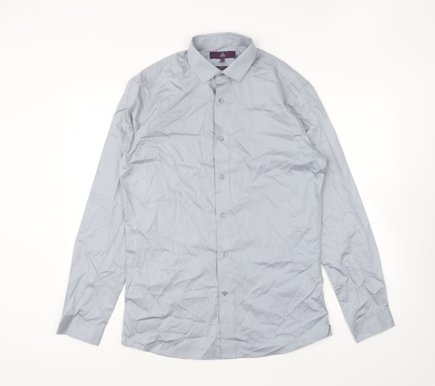 NEXT Mens Blue Cotton Dress Shirt Size 15.5 Collared Button