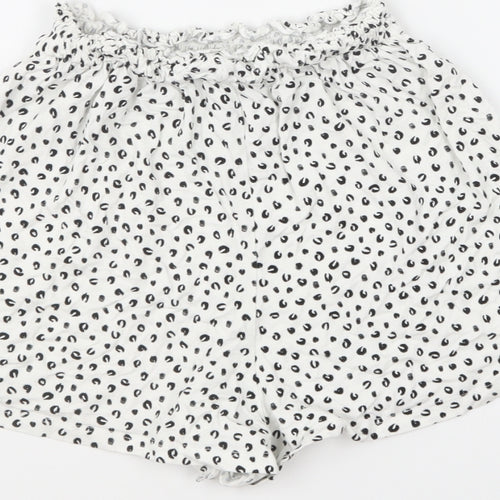ASOS Womens White Geometric Cotton Sweat Shorts Size 8 L5 in Regular Pull On