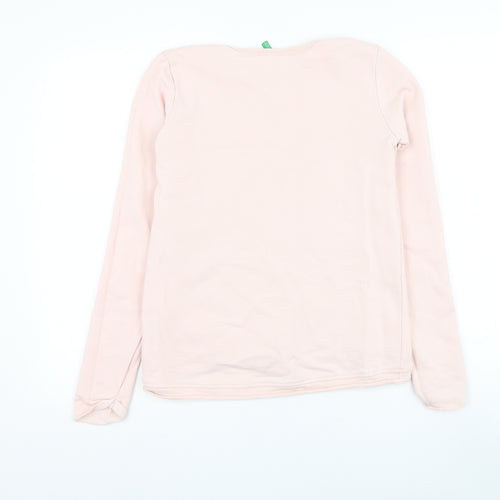 United Colors of Benetton Girls Pink Cotton Pullover Sweatshirt Size 11-12 Years Pullover - Slogan