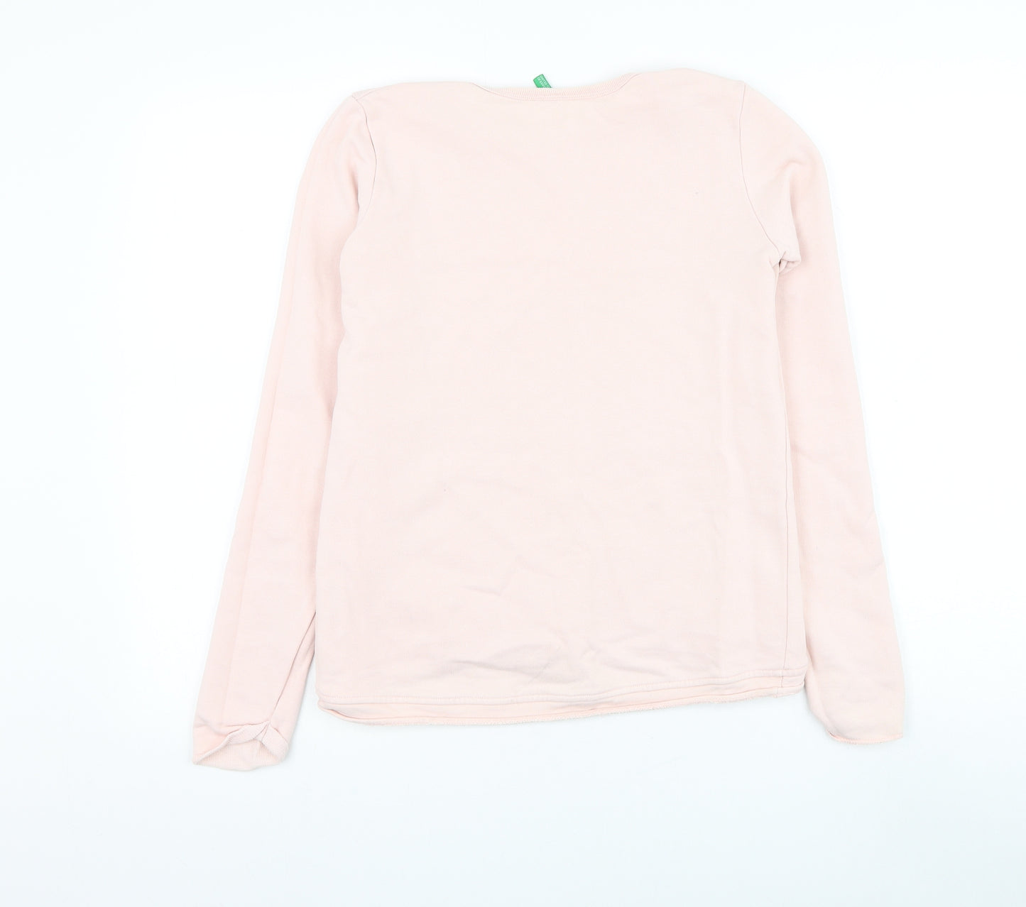 United Colors of Benetton Girls Pink Cotton Pullover Sweatshirt Size 11-12 Years Pullover - Slogan