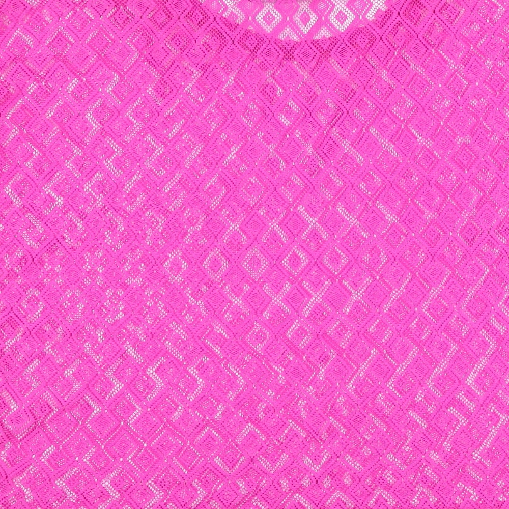 George Womens Pink Geometric Polyester Basic T-Shirt Size L Round Neck