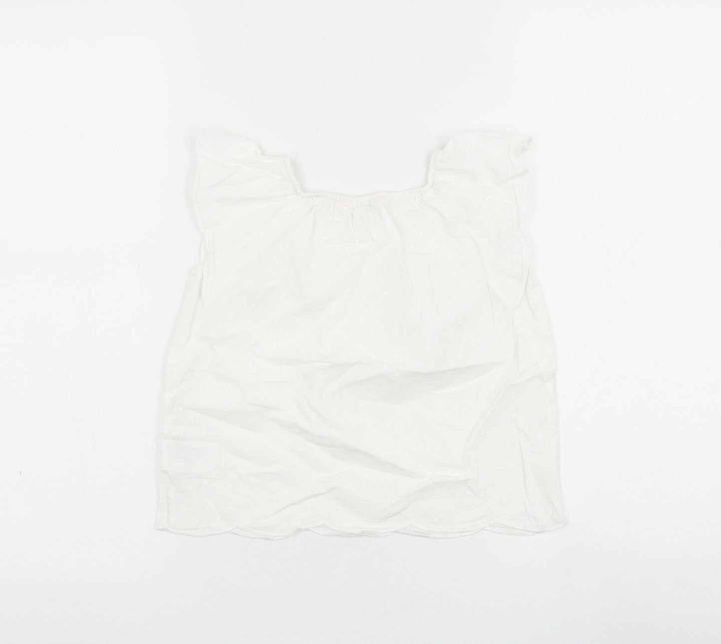 H&M Girls White Cotton Basic Blouse Size 5-6 Years Round Neck Pullover