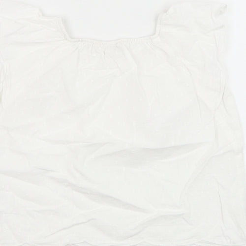 H&M Girls White Cotton Basic Blouse Size 5-6 Years Round Neck Pullover