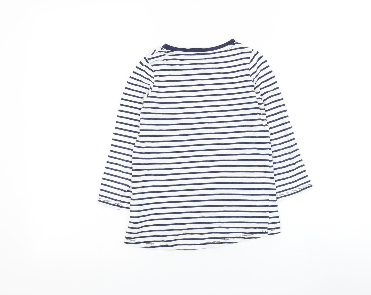 NEXT Girls White Striped Cotton Basic T-Shirt Size 4 Years Round Neck Pullover - Heart