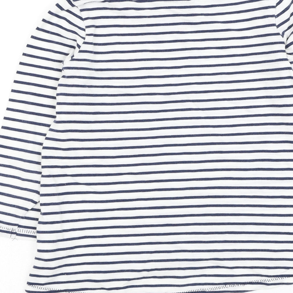 NEXT Girls White Striped Cotton Basic T-Shirt Size 4 Years Round Neck Pullover - Heart