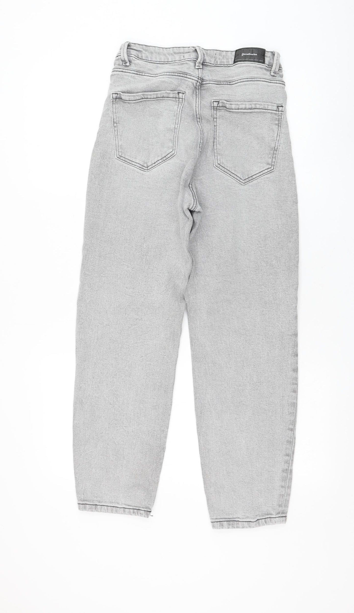 Stradivarius Womens Grey Polyester Mom Jeans Size 10 L26 in Regular Zip