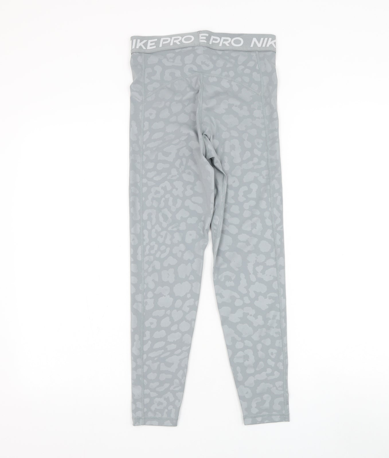 Nike Womens Grey Animal Print Polyester Compression Leggings Size S L24 in Regular Pullover