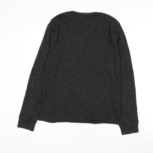 H&M Mens Black Round Neck Cotton Pullover Jumper Size L