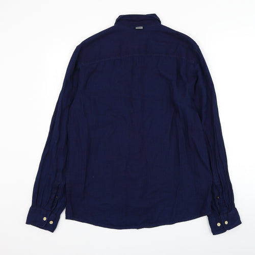 JACK & JONES Mens Blue Cotton Dress Shirt Size M Collared Button
